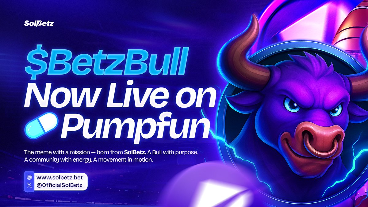 OfficialSolBetz's tweet image. $BetzBull is now live.
The mascot. The fuel. The momentum.
Powered by SolBetz.
On @Pumpfun now. 

CA: 6chxGMTjkaAULCBWb6j61DsoDE9pcLYzXdWYpTQ4pump