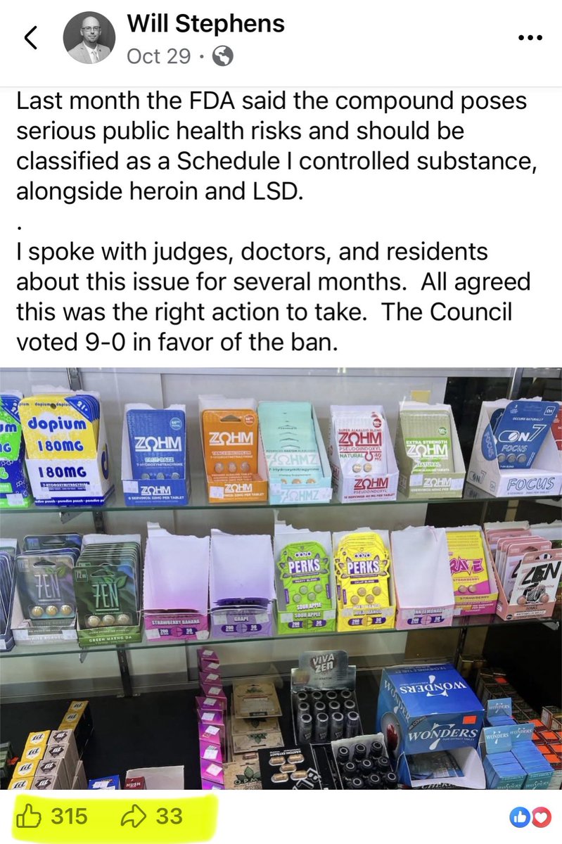 misteaz79's tweet image. In the article, Mayor Will Stephen’s talks about his Facebook post. What he failed to mention is that when people started to comment their positive Kratom testimonies, he turned off the comments. 

And once again, Kratom gets banned because of 7OH. 

“Murphysboro has officially…