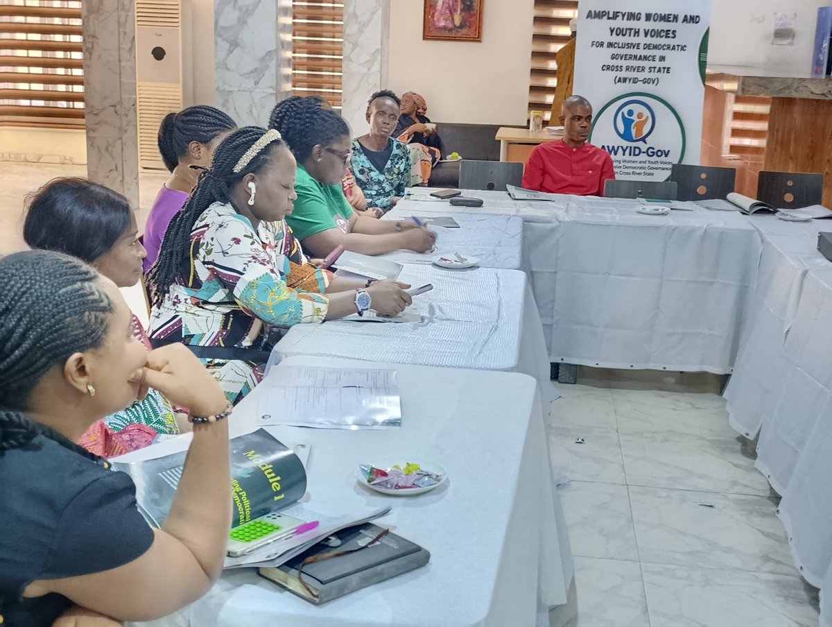 womenfundng's tweet photo. DAY 1 of a 2-day Capacity Building Training

We're empowering Women, Youth, Persons With Disabilities, &amp; Political Actors to amplify voices for #InclusiveGovernance in Cross River State!

#WomenInPolitics
#YouthLeadership
#PWDInclusion 
@PLACNG 
@SituationRoomNg 
@BeebbeeA https://t.co/LlHPJPKo1x