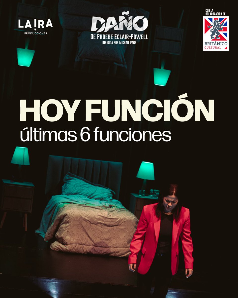 ¡Hoy tenemos función de DAÑO!
Entramos a la recta final: solo quedan 6 funciones antes de despedirnos 😢
No te quedes sin verla.
📍 Teatro Británico
🗓️ Martes y miércoles, 8PM
🎟️ Entradas en <a href="/joinnus/">Joinnus</a>