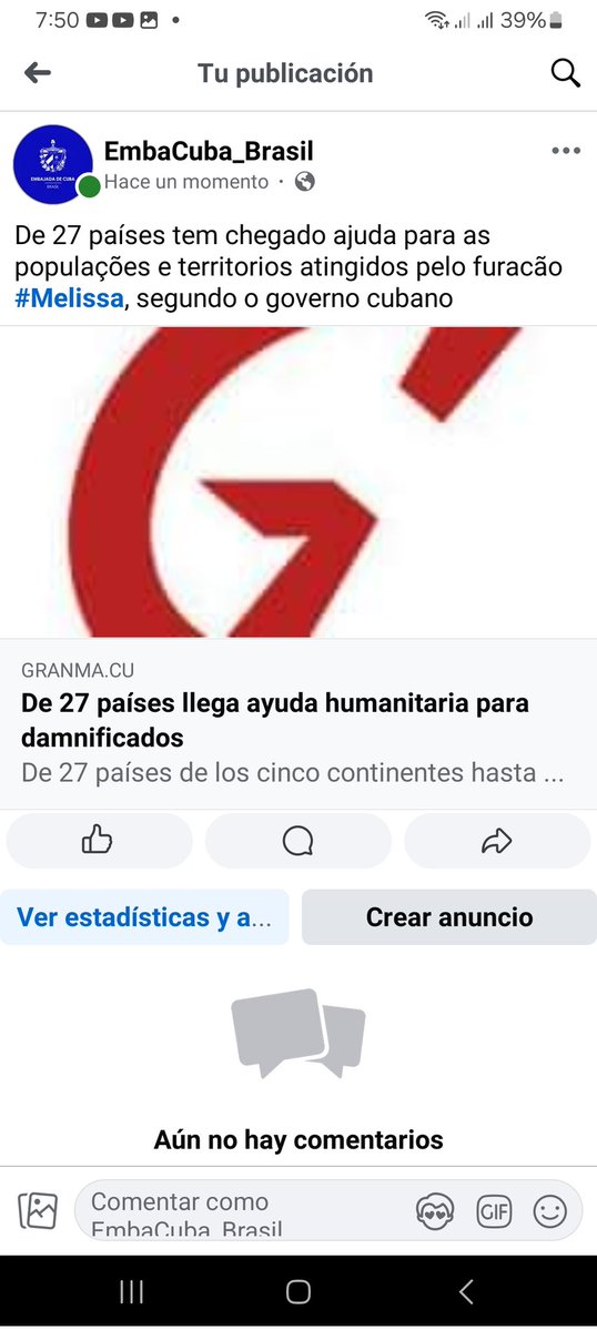 De 27 paises tem chegado ajuda para as populações e territorios afetados pelo #huracánMelissa, segundo o governo cubano