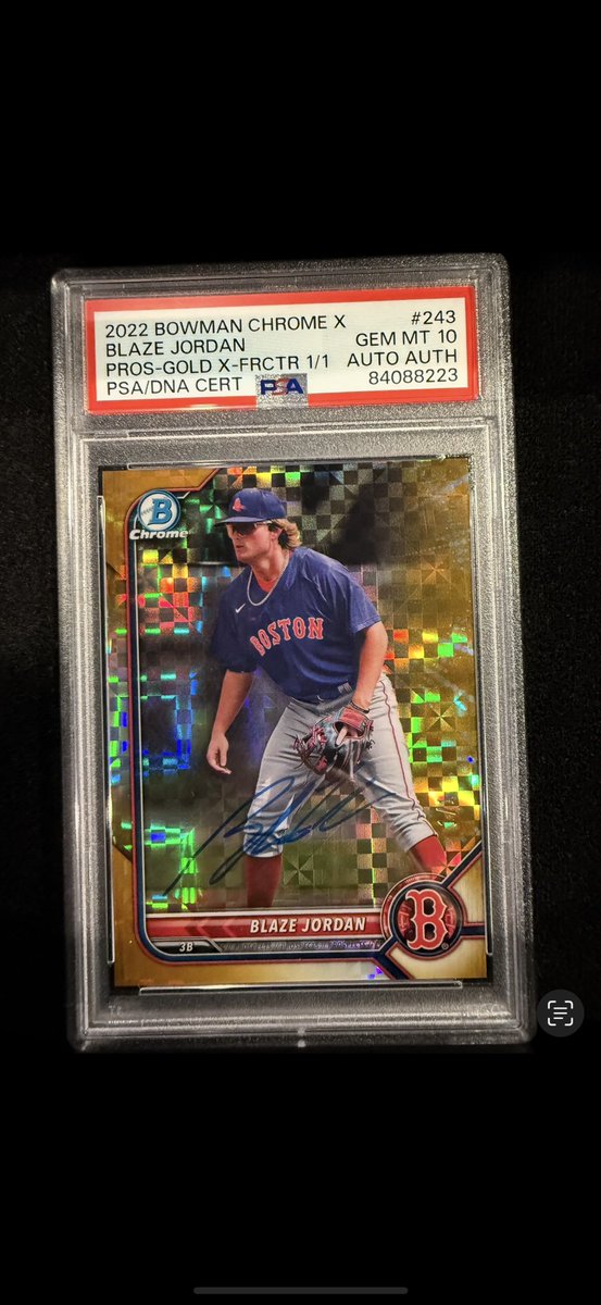 Another 1/1 I have in my collection! 2022 Bowman Chrome X Gold X-Fractor and then I added an auto! Psa 10 also!