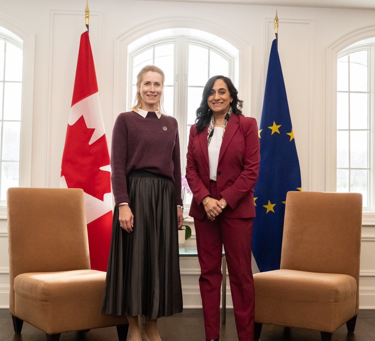 Minister Anand met with the EU High Representative for Foreign Affairs and Security Policy and Vice-President Kaja Kallas ahead of the #G7FMM. 
Canada and the EU stand closer than ever, united in protecting our shared values and tackling global challenges together.