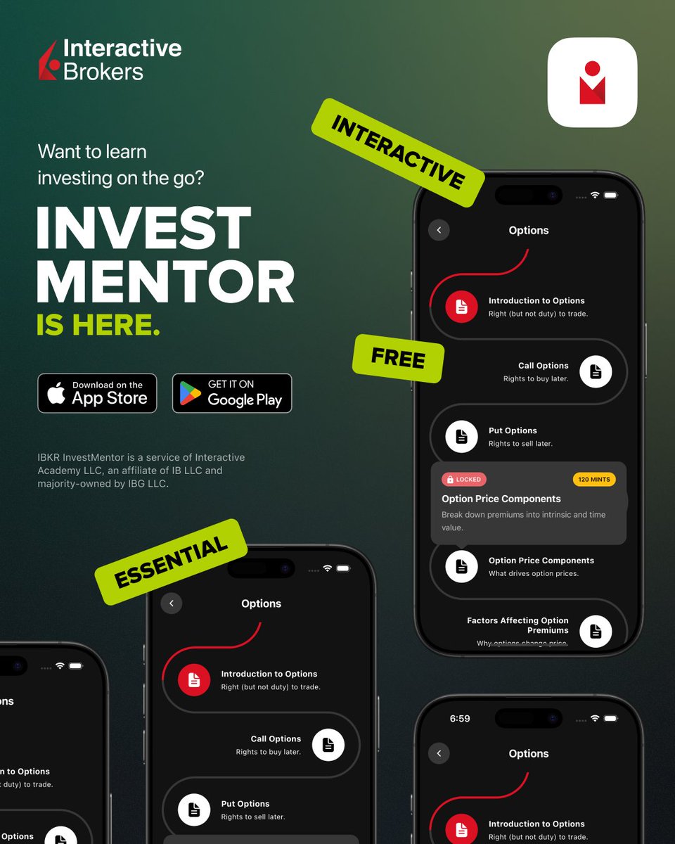 Master the basics of investing, anytime, anywhere. 📈 Stocks, options,  futures, bonds. Learn the essentials in minutes with InvestMentor by Interactive  Brokers. Free. Flexible. Essential. 👉 Start now: https://t.co/w8HD3Xvq6n –  Android https://t.co ...