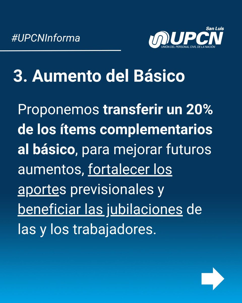 SeccUPCNSL's tweet photo. #RecomposicionSalarial
Desde UPCN presentamos al gobierno de la provincia los siguientes temas:
.Recomposicion Salarial acorde a la Canasta Básica
.Suma fija de $200.000
. Aumento de Salario Básico, transfiriendo un 20% de los ítem complementarios al básico.
.Bono de fin de año. https://t.co/oNgZqohmuJ