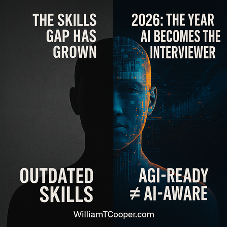 WilliamTCooper's tweet photo. The #ArtificialIntelligence narrative used to be about replacement. In 2026, it's about relevance. #AGI isn't just reshaping job descriptions it’s rewriting the rules of how value is measured, sold, and delivered. The upskilling moment is no longer coming. It’s already behind us.

If you’re an employee in a small or mid-sized business (SMB), the signal is clear: #AI is not someone else’s department. Your #AGIBusinessStrategy is your survival strategy. Sales reps are already being outperformed by agents with better training datasets. Ops teams are shrinking while outputs multiply. The pressure isn’t coming from above it’s coming from the tech itself.

Freelancers on #Upwork and #Fiverr? You’re now competing against synthetic generalists that can work 24/7, in any time zone, for fractions of your rate. The advantage used to be agility. Now, it’s #AI fluency. If you’re not embedding AGI into your workflows, someone else is doing it for your client and getting credit for it.

Here’s the truth: learning to “prompt” isn’t enough. The new baseline includes building #sales automations with artificial intelligence, mapping customer journeys using LLMs, and adapting AGI to your sector’s unique edge. You don’t have to become a coder. But you do need to become an AI-native operator.

This job market isn’t cooling it’s consolidating. If your resume says “good communicator” but your outputs aren’t AI-leveraged, the hiring manager isn’t a person anymore. It’s an LLM scoring your value against 1,000 others. Train now, or transition later. The choice is still yours for now.

What do you think?