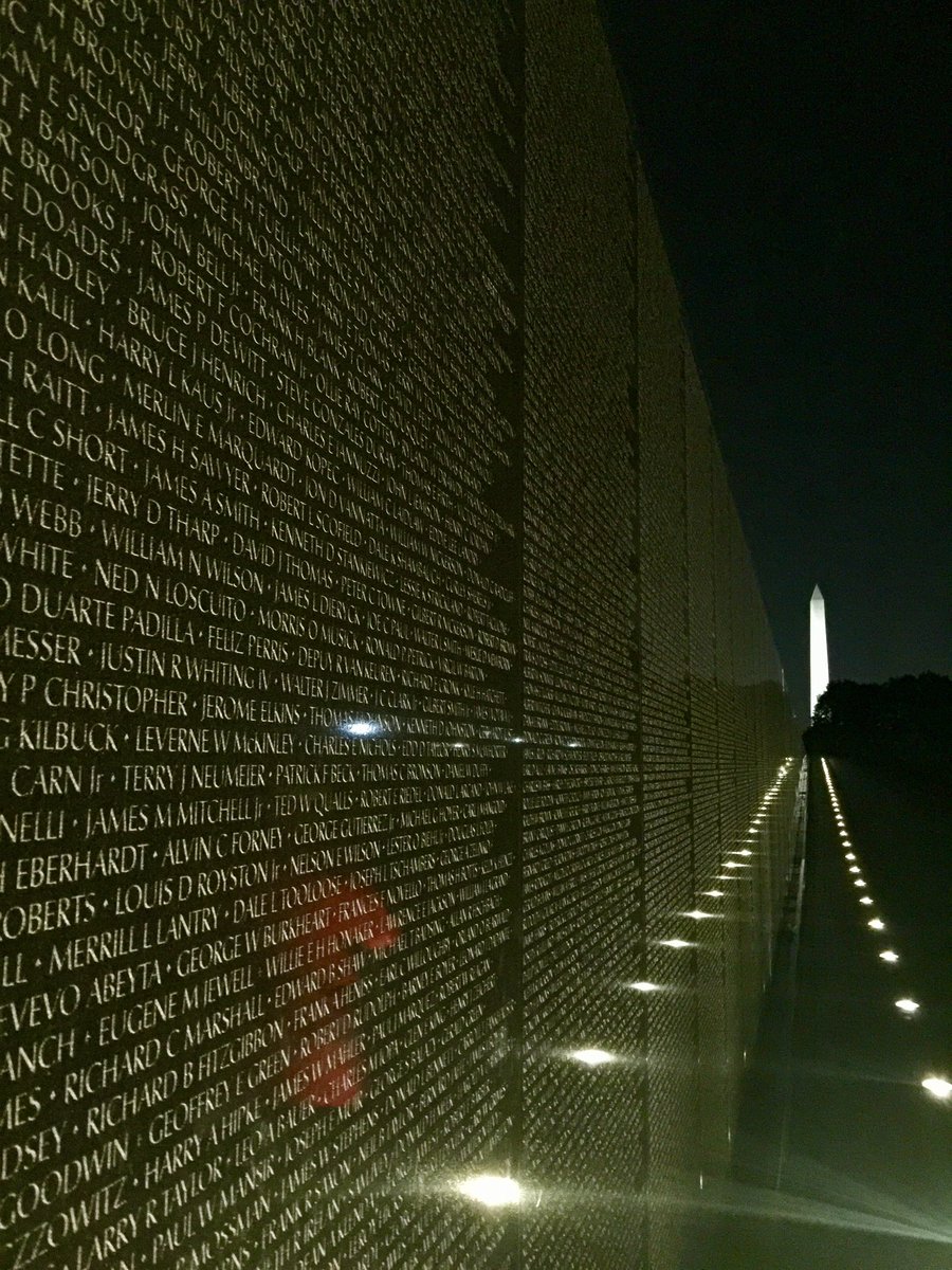 My father-in-law giving my daughters his tags at the Vietnam Memorial in 2017. He served in the U.S. Navy in Vietnam. 🇺🇸 #VeteransDay #ThankYouVeterans