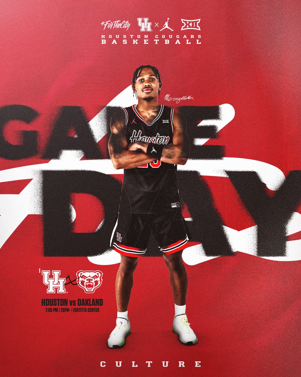 UHCougarMBK's tweet image. IT'S 🏀 GAME DAY in HOUSTON! 🐾

🏀 vs Oakland
🕖 7 pm 
📍 Fertitta Center

🔗 linktr.ee/uhcougarmbk
📺 @ESPNPlus
📻 @KPRCradio 950 AM | @varsity Network app | @SIRIUSXM Ch 84
📊 @StatBroadcast

#ForTheCity x #GoCoogs