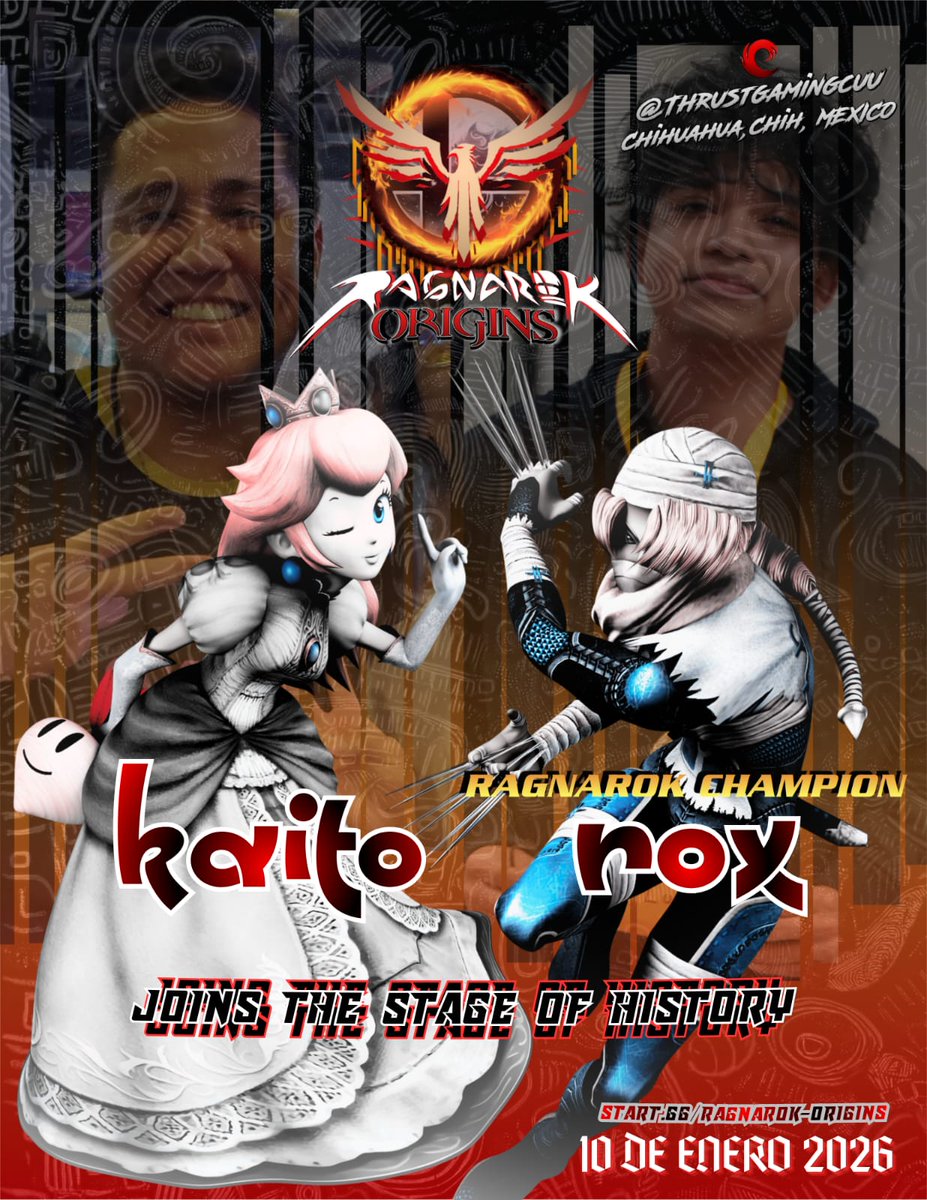 ThrustCUU's tweet photo. ¡Rox y Kaito se unen a la batalla legendaria!
El campeón de Ragnarok Twilight vuelve para defender su trono y viene acompañado de uno de los mejores exponentes de Peach en México.

¡No olvides realizar tu inscripción!
https://t.co/HXETWPvDC0

#keepgrinding 
#Championchallenge https://t.co/dB5xEdJP6q