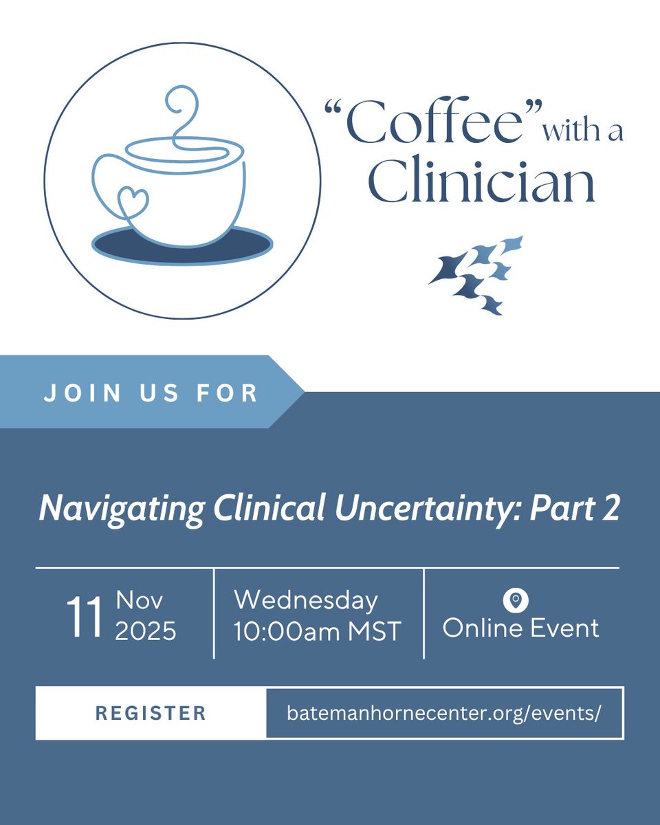 BatemanHorne's tweet image. ☕ Join us Wed. Nov 12 at 10 AM MST for “Coffee” with a Clinician: Navigating Clinical Uncertainty Pt 2.

Hear patients, caregivers &amp;amp; clinicians share ways to bridge communication in complex care.

Free | $5 optional donation.
🔗 bit.ly/3JCHAFq

#MECFS #LongCOVID #IACCs