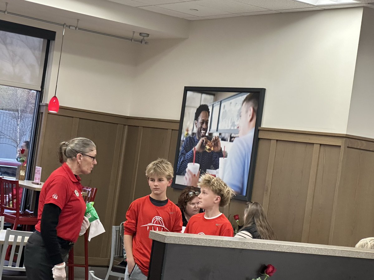 Come to chik-fil-a and have the #plazahoops team serve ya some food!!  Mention plaza tigers basketball if driving through