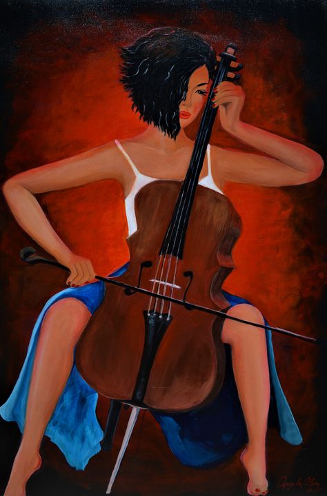 AngelaAlecArts's tweet image. Art of the Day! &quot;Girl With Cello&quot;. Buy at: ArtPal.com/angelika65?i=1…