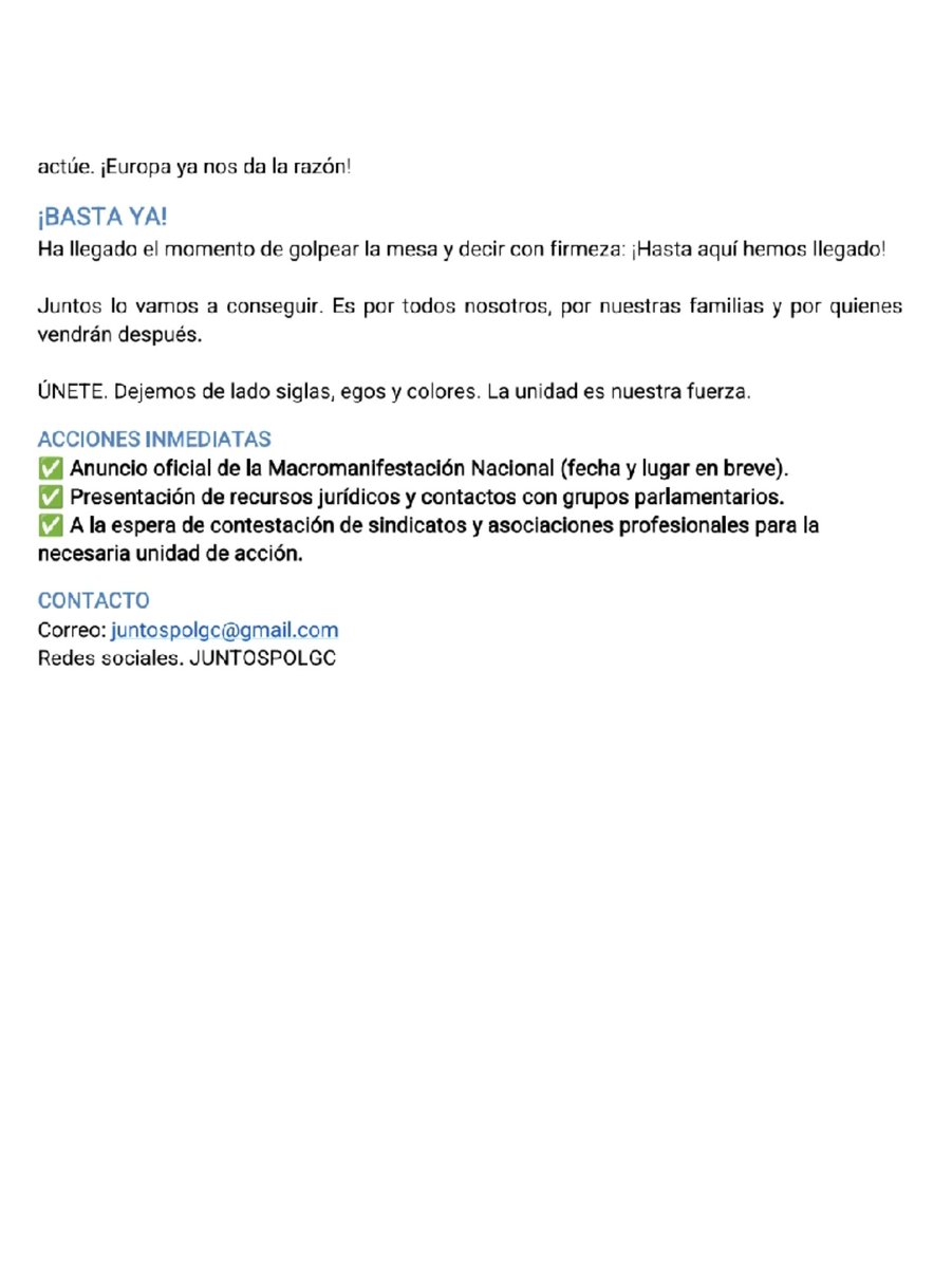 JuntosPolGc's tweet image. 🚨 #COMUNICADO #URGENTE
‼️ #PROFESIONALTORIESGO
💙 #POLICIANACIONAL
💚 #GUARDIACIVIL
🔊 #JUNTOS