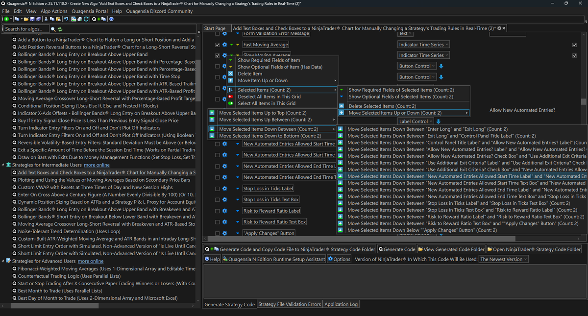quagensia's tweet photo. New versions of the no-code strategy builders for NinjaTrader & TradeStation from Quagensia have been released with significant enhancements to the user interfaces of their Input Parameters & Internal Variables sections.
https://t.co/3kMnwrVgVj
#NinjaTrader #TradeStation https://t.co/GwtPSLGFY6
