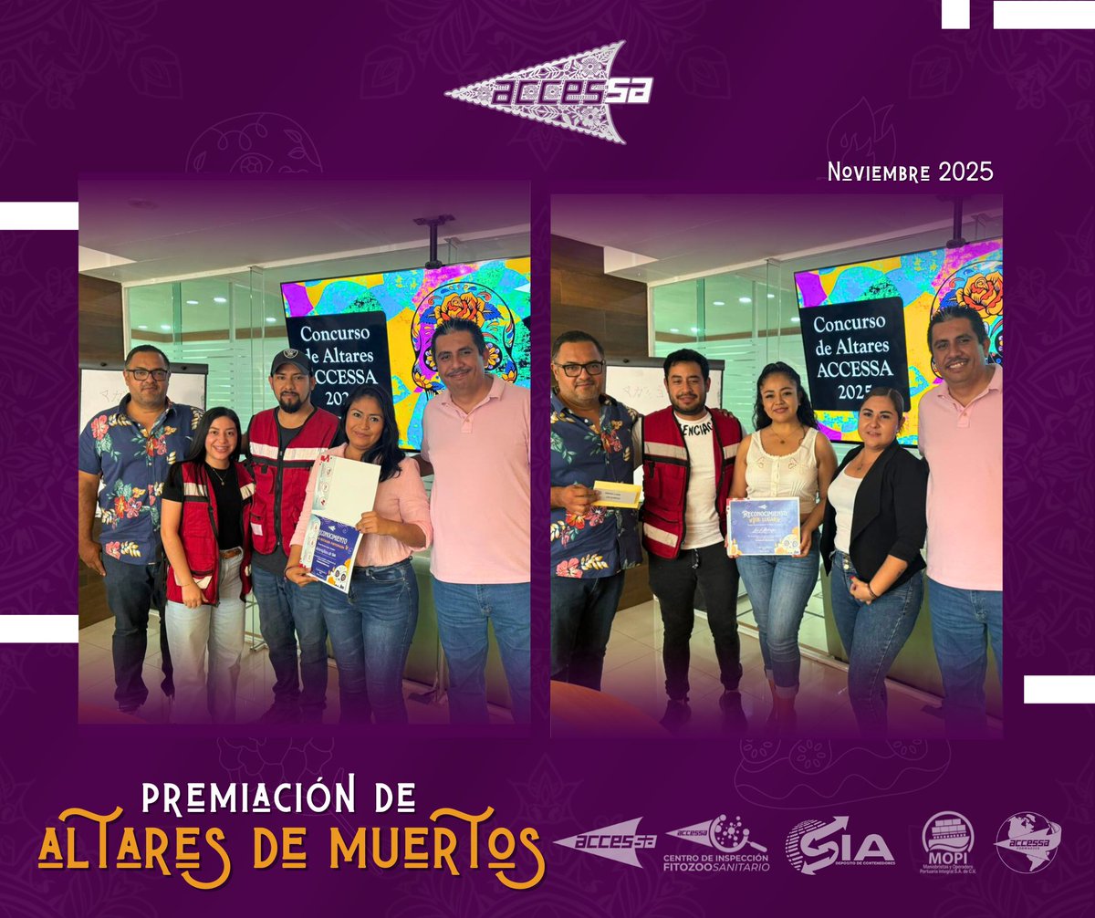 AccessaLogistic's tweet image. 🎉 ¡Ceremonia de Premiación de Altares 2025! 🏆💀

En #GrupoAccessa celebramos la creatividad: nuestro Director General entregó reconocimiento e incentivo económico a todos los equipos. ¡Felicidades por mantener viva la tradición y el talento! 👏🇲🇽

#EnAccessaSucedenCosasBuenas