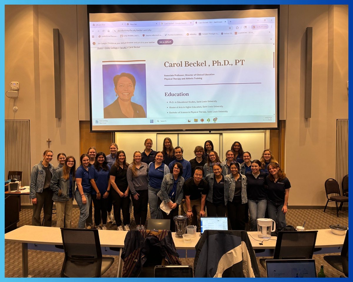 Keeping the energy high with Day 2 of Spirit Week! 💙Students, faculty, and staff embraced creativity with “Anything But a Water Bottle” while channeling their inner Dr. Carol Beckel. Cheers to our SLU PT community!

#SLUPT #SpiritWeek #CarolBeckel #PTSpirit