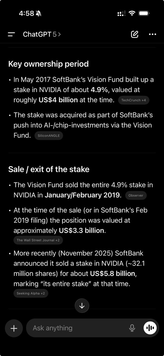 joedab12's tweet image. Are you talking about them selling nvda recently or the time they sold it in 2019 for a loss after owning 4.9% in 2017? Masa Son could&apos;ve taken an 8 year vacation and been the richest man on earth. $NVDA @jimcramer @masason We all make mistakes, Masa lives a good life regardless.