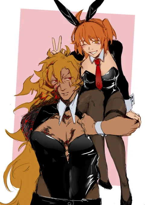 goetia (ft gudako again) day 6/7 + my first time drawing bunny suits. i kinda wanna draw more........ #FGO