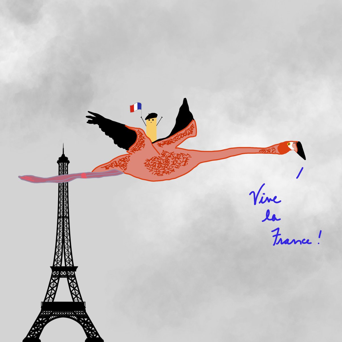 Frankie the flamingo, who escaped from a facility in Cornwall last week, has now been spotted in France. #doodlewax hopes she keeps heading south and finds some flamingo friends in the Camargue. Bon voyage, mademoiselle!