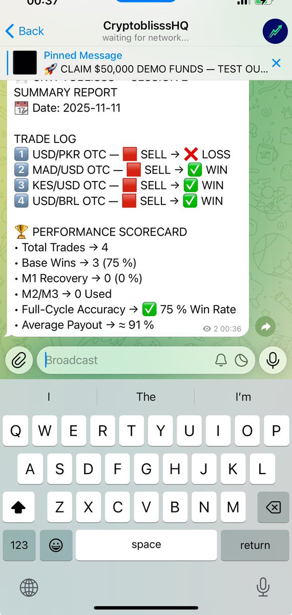 cryptoblisssHQ's tweet image. 🚀 Precision. Consistency. Results.
Join the #CryptoBlisss movement — where traders master binary options with discipline and verified signals.
💰 Test our signals with $50,000 demo funds — free, no risk.
📲 Link in bio.
#BinaryOptions #PocketOption #CryptoTrading #TradingSignals