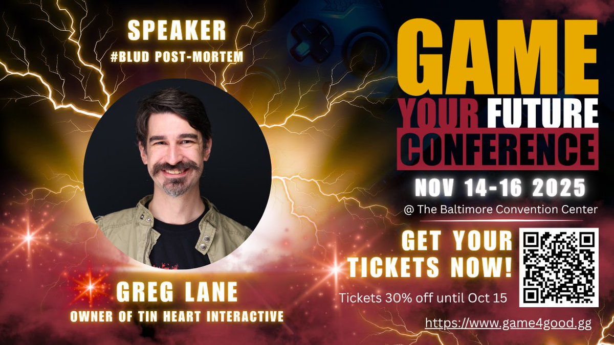 _TinHeart's tweet image. This upcoming weekend is the Game Your Future Conference - are you ready?

I&apos;ve been digging through the archives of screenshots/sketches/event photos prepping for the #BLUD post-mortem. Join me at 11am Saturday to see how we crafted the vampire-fighting cartoon adventure game!