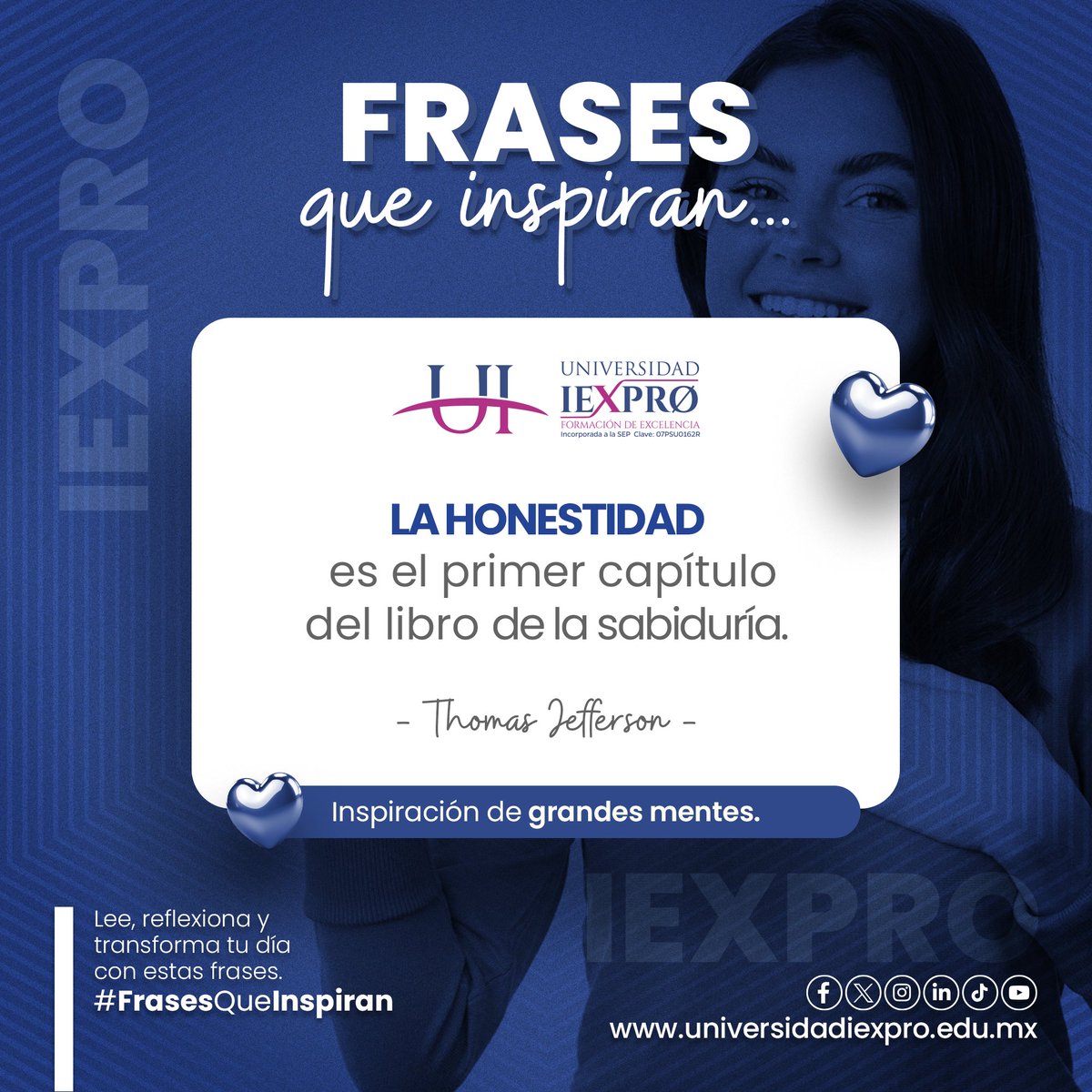 IexproU's tweet image. Te invitamos a leer la reflexión del gran pensador y político Thomas Jefferson

#FrasesQueInspiran #ThomasJefferson #Inspiración #YoSoyIEXPRO