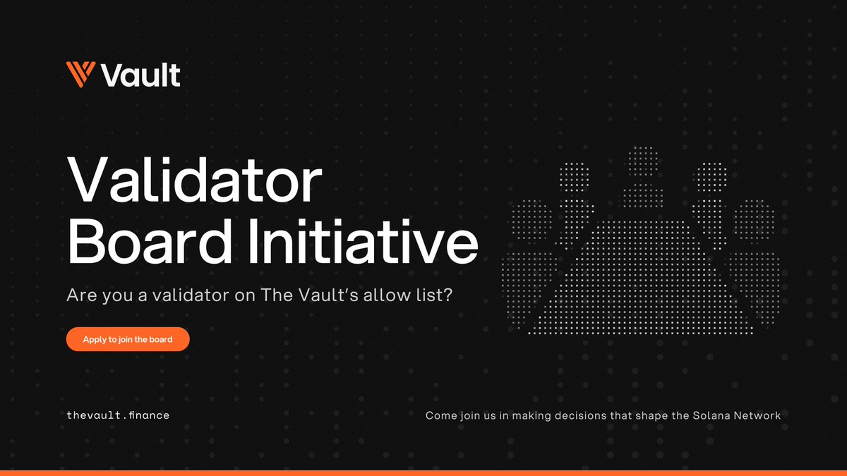 🧭 Validators

The Validator Board at The Vault is made up of operators from within our own community — and you can apply too.

If you run a validator and want to take part in guiding the ecosystem, visit us on Discord to learn more and submit your application.