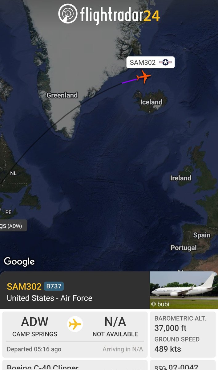 C-40 Clipper 🇺🇲
#AE11F8/02-0042/SAM302
Out of JBA Tracking east, north of Iceland 
<a href="/Borrowed7Time/">Johnny Gemini</a>