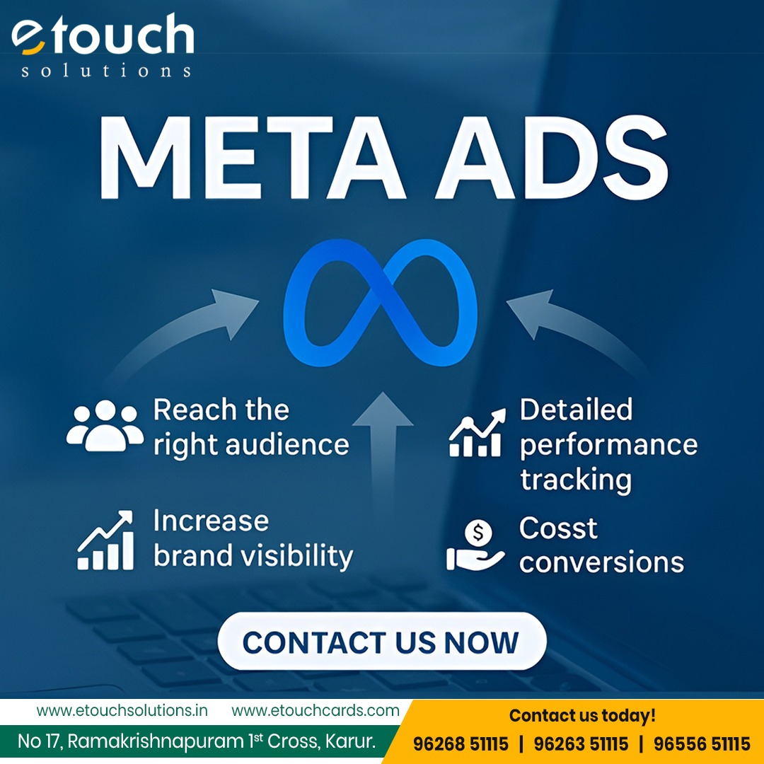EtouchS89870's tweet image. Boost your business with Meta Ads — reach the right audience and maximize your brand’s impact! 🚀📊  

#EtouchSolutions #MetaAds #BestDigitalMarketingCompany