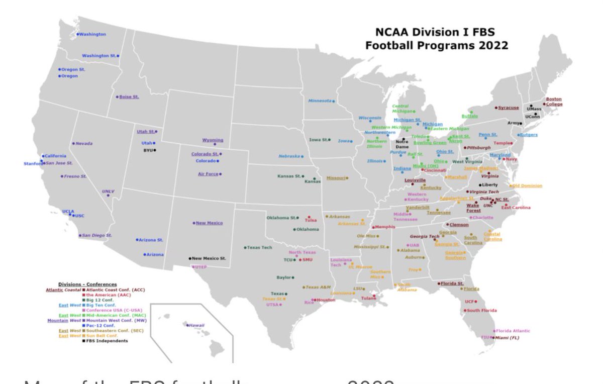 melonhead1382's tweet photo. @CoachReamon I’m posting this as a lot of people may not know where the majority of the D1 colleges are located. This was certainly an eye opener when I seen this as my son who is class of 2028 tries to get recruited. https://t.co/oUfCdP64Rr
