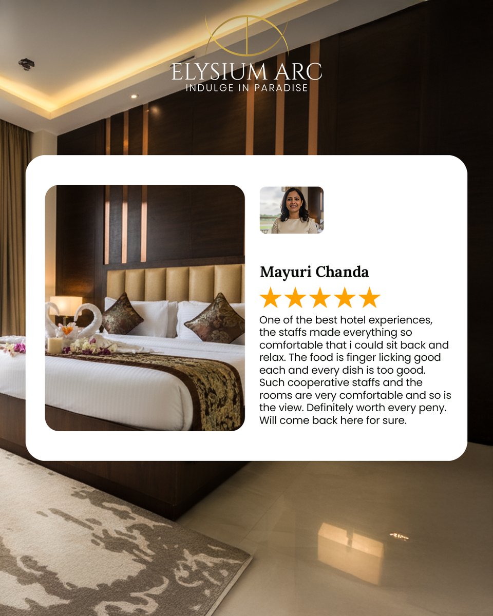 elysiumarc's tweet photo. Real reviews. Real experiences. Unreal comfort.

#elysiumarc #indulgeinparadise #guestexperience https://t.co/oqcKR4hn4F