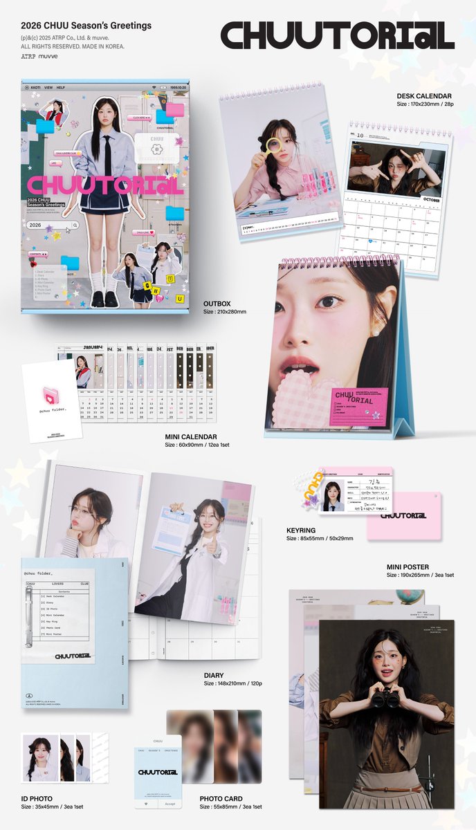 muvveshop's tweet photo. 🔎츄 (CHUU) 2026 SEASON'S GREETINGS [CHUUTORIAL] 예약 판매 안내

📅 시즌그리팅 예약 구매 고객 대상 
✨ 미공개 포토카드 2종 중 1종 랜덤 증정
✨ 사인 폴라로이드 추첨 증정(2명)

🔗KR https://t.co/0ExN0Pnvsi
🔗GLOBAL https://t.co/K0jFt1lKkg

#츄 #CHUU  
#CHUUTORIAL https://t.co/NqneKocGaY