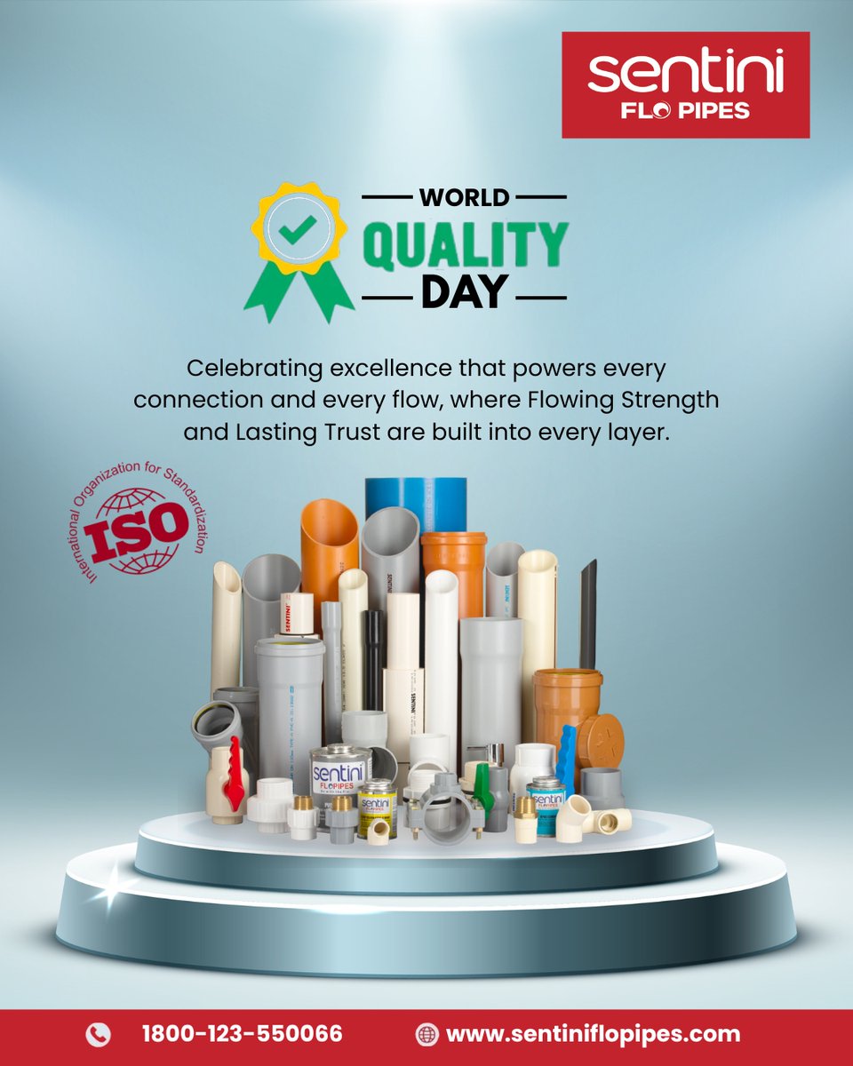 Sentiniflopipes's tweet photo. This #WorldQualityDay, we celebrate the strength behind every flowπ§
At @Sentiniflopipes, quality runs deep β delivering Flowing Strength and Lasting Trust in every connection.
#SentiniFloPipes #FlowingStrength #LastingTrust #ISOCertified #QualityDay https://t.co/9JlW4Ut9Nk