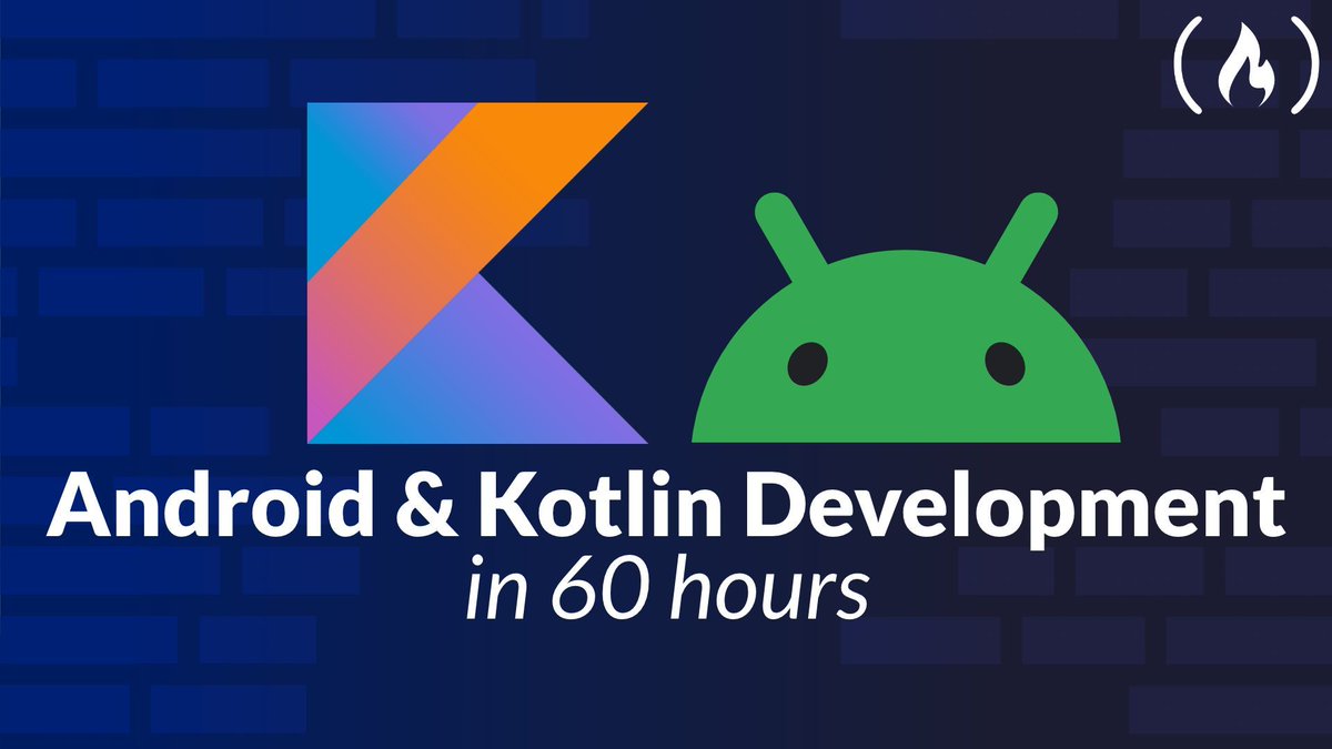 freeCodeCamp's tweet image. If you want to learn Kotlin and Android development, here&apos;s a massive 60-hour course for you.

You&apos;ll learn Kotlin syntax, Android UI design, and how to build dynamic lists &amp;amp; implement features like maps &amp;amp; user authentication. 

By the end, you&apos;ll have built your own Uber clone…