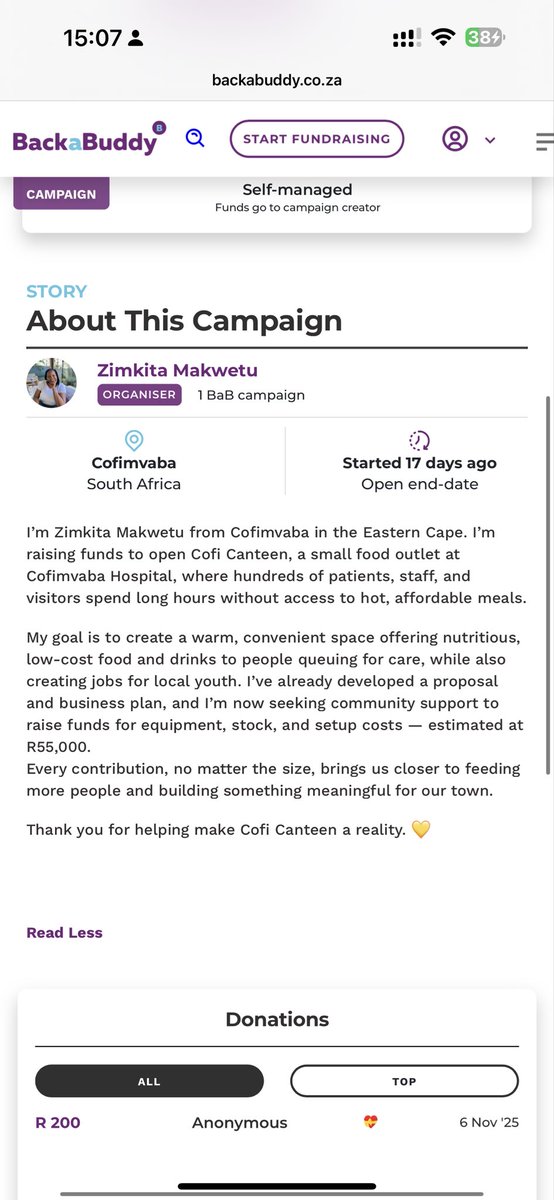 Please share or donate. Any amount will make a huge difference. I will share progress updates as we go along. 

If this cause isn’t something close to your heart I fully get it. Please RT if possible. The <a href="/backabuddy/">BackaBuddy | Donate & Fundraise SA</a> link is below. #CofiCanteen