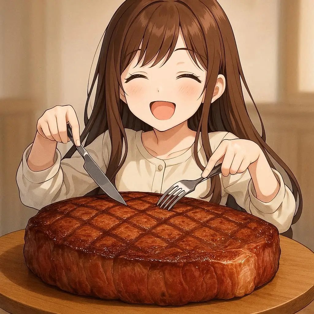 kerokero1023's tweet image. ステーキパラダイス🤣
#GPT4 #AIイラスト
