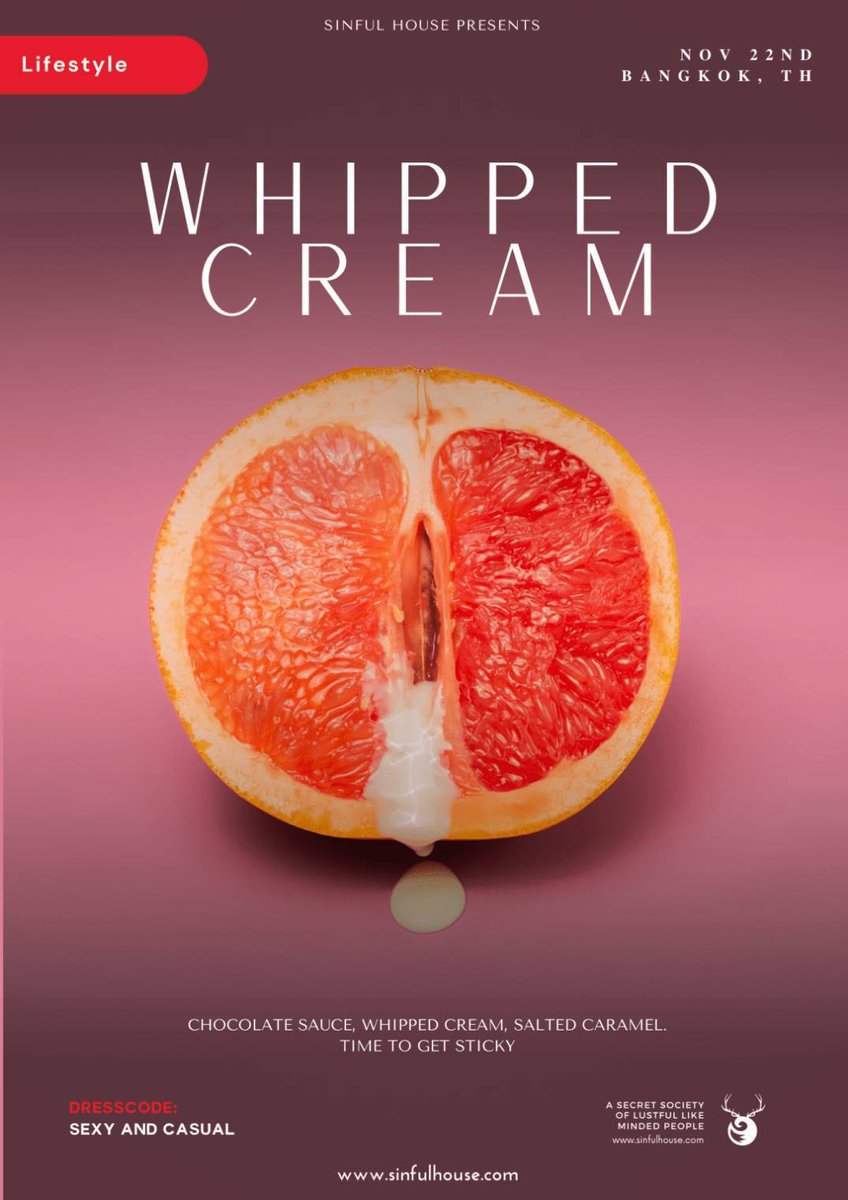The Whipped Cream Party
By Sinful House 
- งานมีทั้งคู่ฝรั่งและคู่คนไทย 
- วันเสาร์ที่ 22 พฤศจิกายน 2568
- เวลา 21.00น. - 03.00น.
- กรุงเทพ 
- คู่ หญิงเดี่ยว หรือ ชายเดี่ยว 
สนใจมางานแอดไลน์มาสอบถามผมได้ครับ
Line ID : Sinfulhouse.th
#Sinfulhouse #Sinfulhouseparty