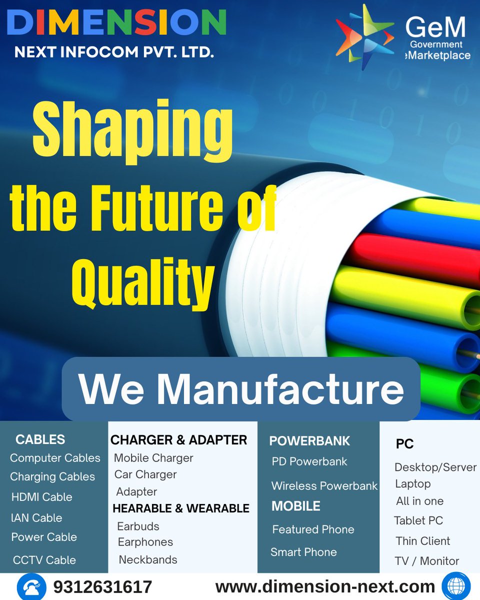 dimension_next_'s tweet image. Leading Manufacturer of Cables, Chargers, Powerbanks &amp;amp; More
Visit our site now - dimension-next.com
#DimensionNext
#DimensionNextInfocom
#MadeInIndia
#IndianManufacturer
#QualityManufacturing
#TechManufacturing
#ElectronicsManufacturer
#InnovationWithQuality
#TrustedBrand