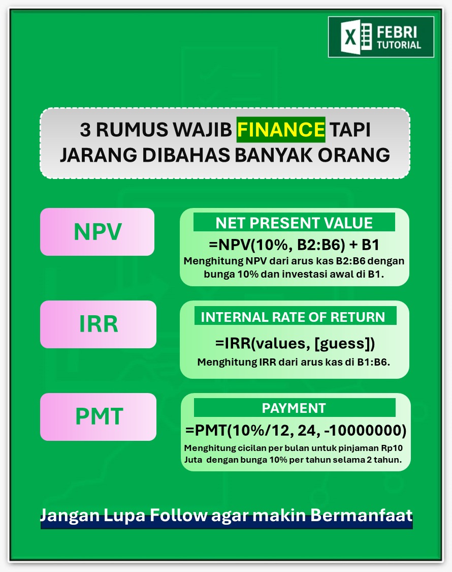 febri_tutorial's tweet image. Kalian Wajib Tahu, 3 Rumus Finance yang jarang dibahas semua orang #excel #febriexcel #exceltips #excelkantoran