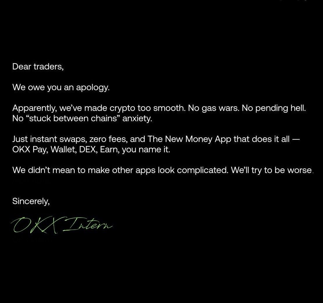 okx's tweet image. Sorry not sorry
