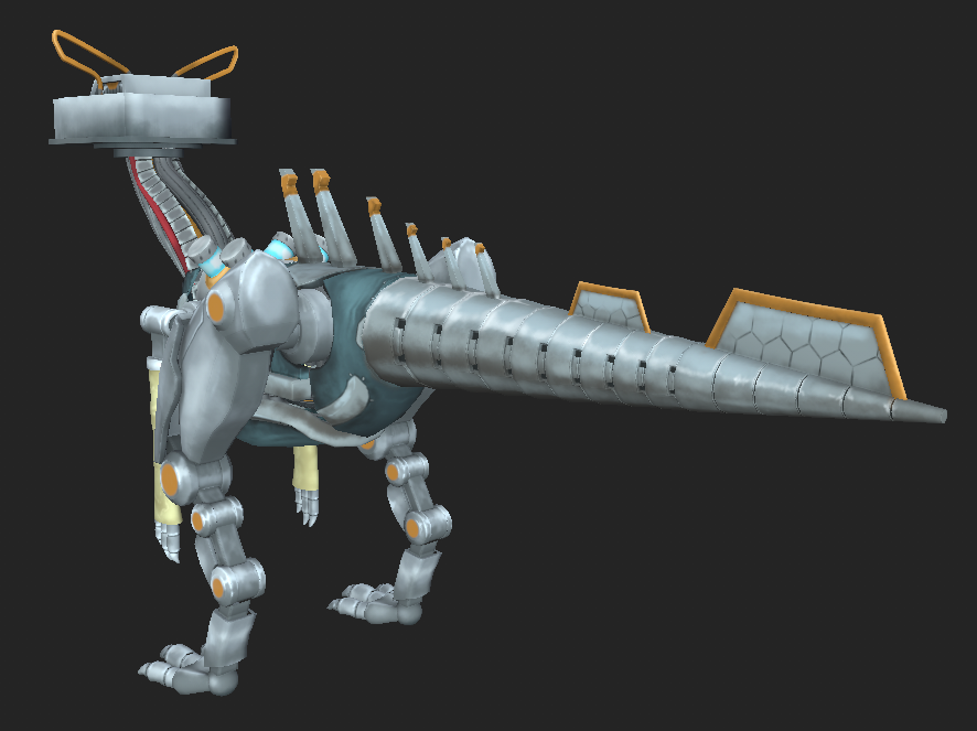 Kaeru_leaf's tweet photo. Un modelo 3D de un dinosaurio robot en el que he estado trabajando estos meses, basado en el increíble arte de Eduard Cortez 🐸🫰

Toda la textura es hand painted (ayuda no siento la mano) https://t.co/1qkfIYxtaA