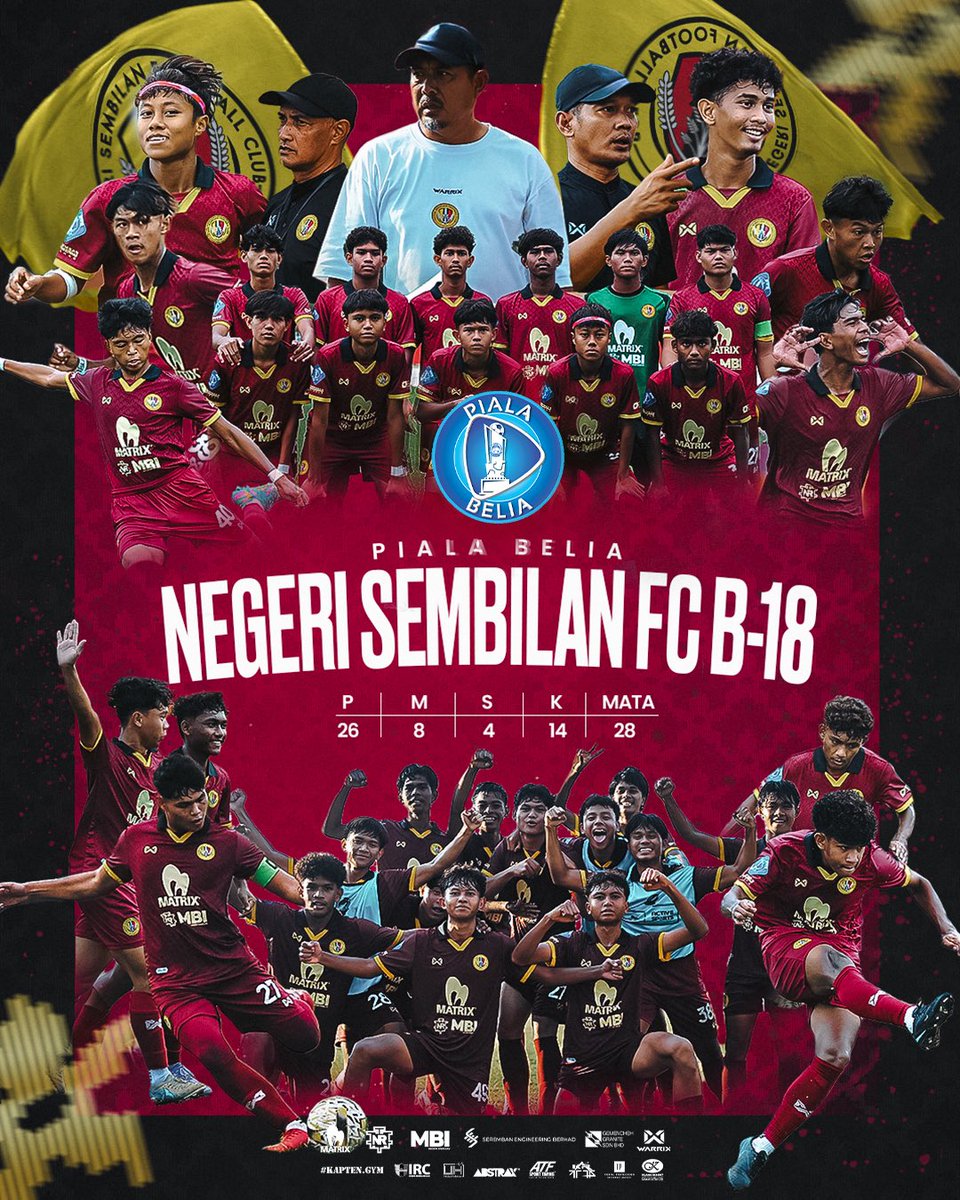 Perjalanan Negeri Sembilan FC B-18 dalam saingan #PialaBelia2025 melabuhkan tirainya selepas 26 perlawanan dengan rekod:
✅ 8 Kemenangan
🤝 4 Seri
❌ 14 Kekalahan

Musim penuh cabaran, pengalaman dan pembelajaran berharga buat #JangMudo B-18. 💪🔥