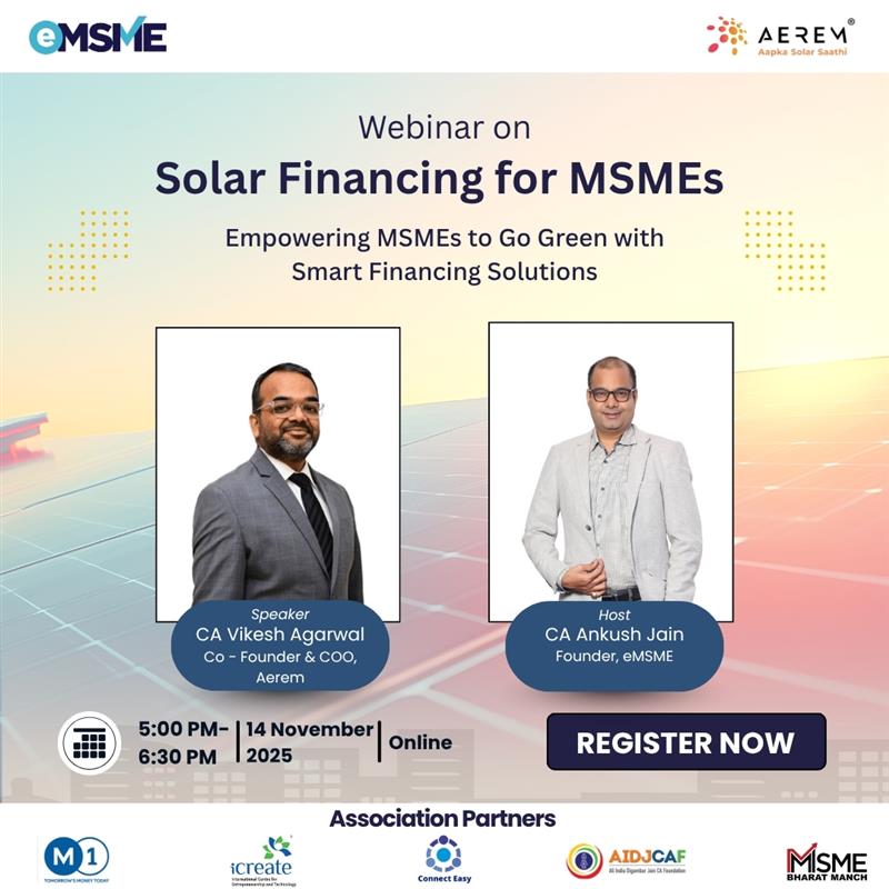 icreatenextgen's tweet image. Power Your MSME with Solar — Without the Upfront Cost!

iCreate is glad to support an insightful webinar on “Solar Financing for MSMEs”, where experts will simplify how small and medium enterprises can adopt solar energy through smart and practical financing models.

💡 Join CA…