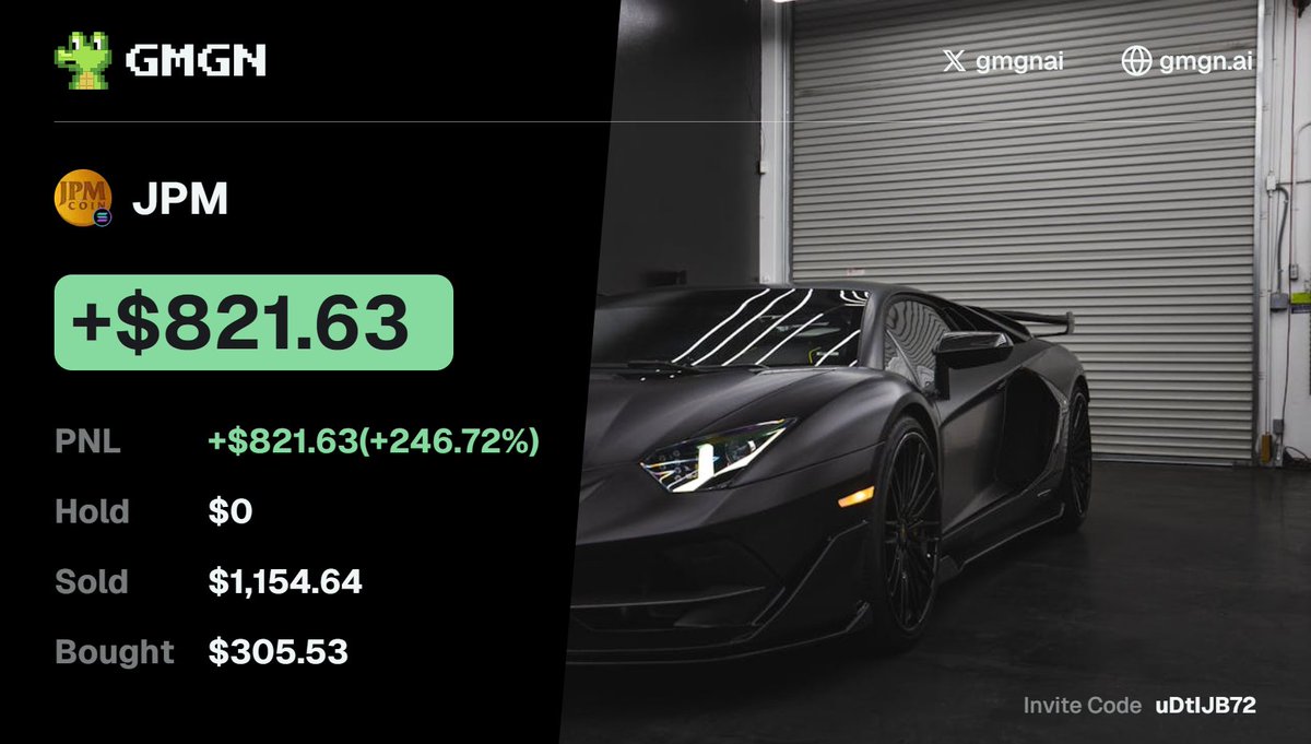 Someone put $305 into $JPM during a sudden price spike.

Within 30 minutes, it reached $1154.64, giving a +246.72% gain in half an hour.

Ordinary people can make these profits by observing trends and taking calculated actions.

You can also earn the same by simpler methods using