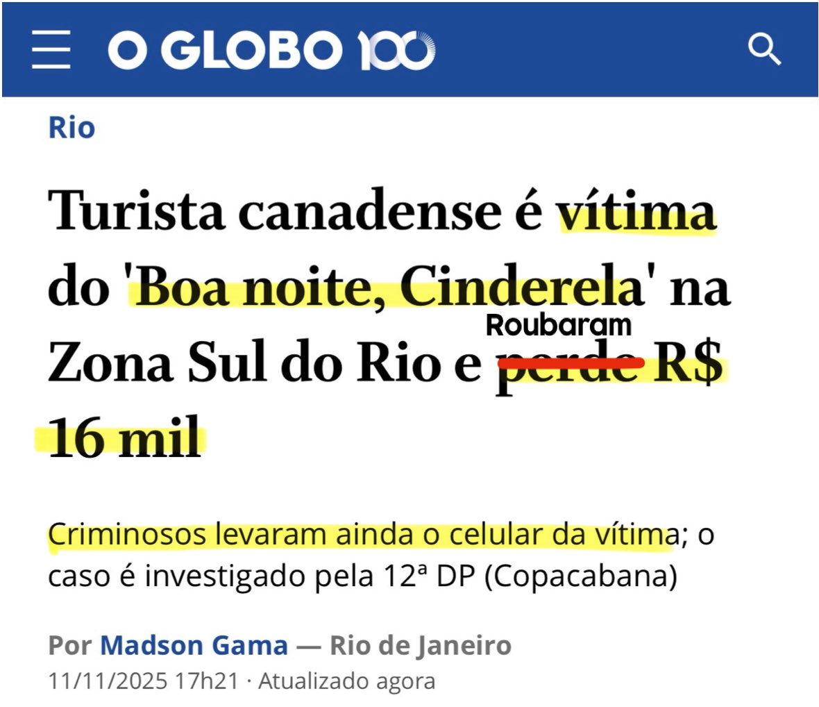 Perdeu não, emissora patife… 
R-O-U-B-A-R-A-M