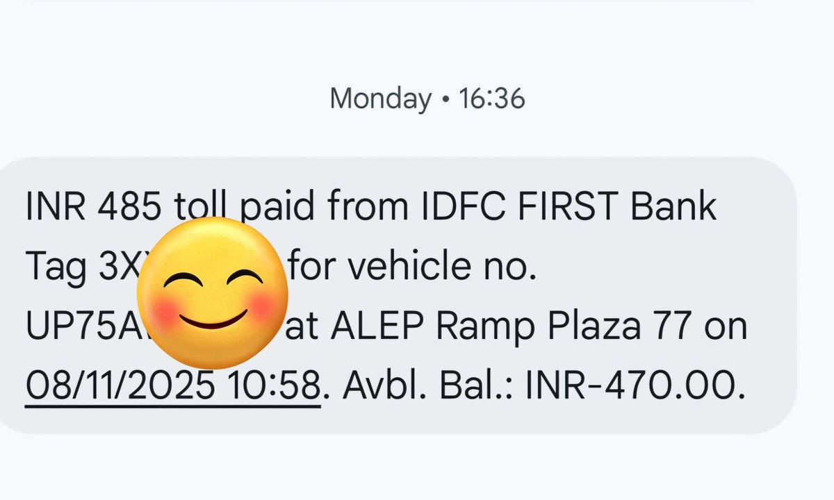 आइए आज आपको Toll Plaza पर हो रहे एक बड़े Scam के बारे में बताते हैं।

मैं 8 November को इटावा से Agra Lucknow Express Way पर चढ़ा, मैं आगरा पहुंचा तो

मेरे Fashtag से 180 रुपए काट लिए गए, यह सामान्य स्थिति है मगर

10 November को मेरे पास मैसेज आता है कि

आपके Fastag से 485 रुपए
