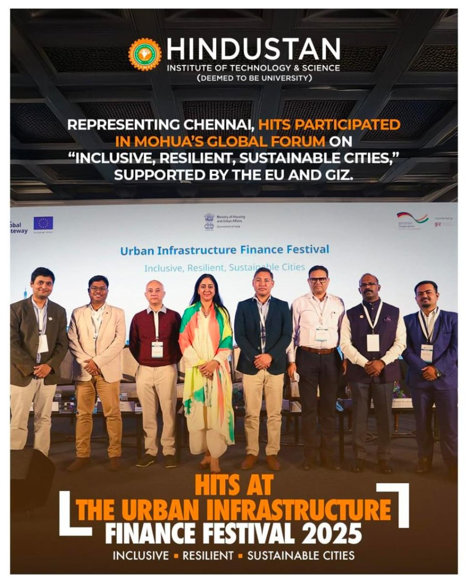 AutodeptHits's tweet image. #HITS @ Global Stage! 
Dr. Jaikumar, Head – Automobile Engineering, represented Chennai at the Urban Infrastructure Finance Festival 2025, organised by MoHUA, supported by the EU &amp;amp; GIZ under the theme Inclusive • Resilient • Sustainable Cities. 

#sustainablecities  #autohits