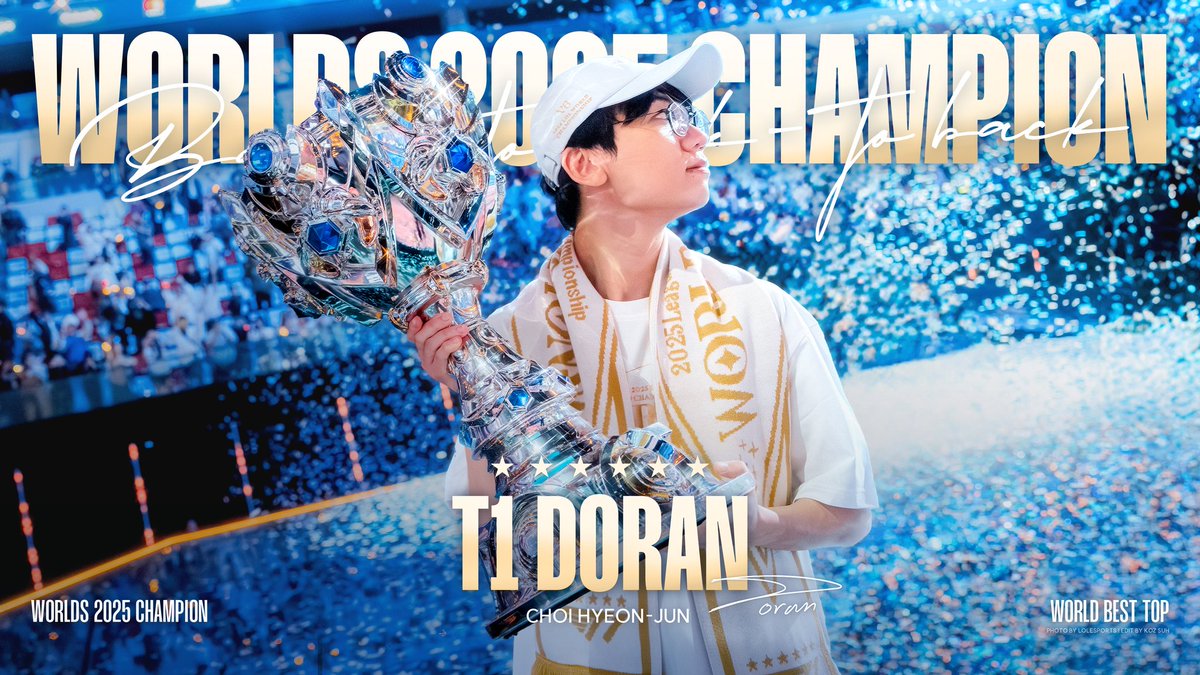 dearyhyeokie's tweet image. T1 Worlds 2025 wallpapers.
⭐⭐⭐⭐⭐⭐

Doran &amp;gt; Worlds Best TOP.
Gumayusi &amp;gt; Greatest ADC Of All Time.