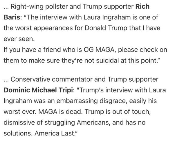 <a href="/atrupar/">Aaron Rupar</a> Even Ingraham KNOWS he’s nuts.