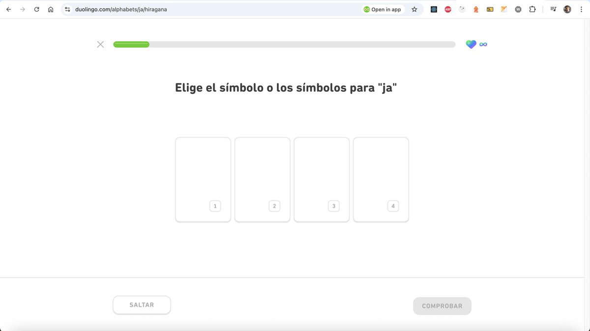 gemanepa_'s tweet photo. @duolingo @duolingoespanol impossible to complete japanese kana lessons on web version, please fix this bug happening for both hiragana and katakana https://t.co/MvtFmayncP